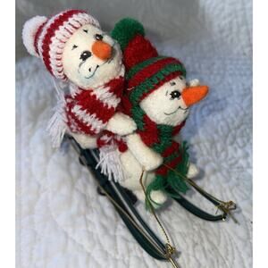 Rare Annalee Dolls Christmas 5.25”Sledding Snowman Retired 2002